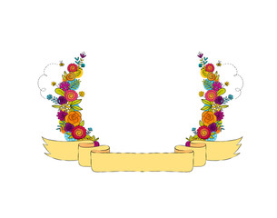 Floral Celebration Frame with Banner 