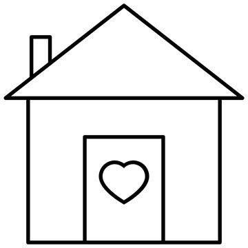 Valentine Home Concept, House building with Heart Sign, Holidays Season Gift on White Background