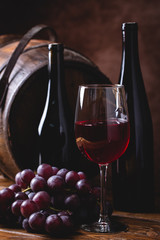 Glass of Red Wine and Grapes