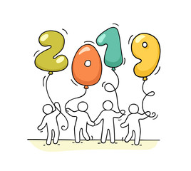 Naklejka premium 2019 Happy New Year background.