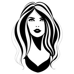 Woman face with shadows. Vector portrait of a beautyful girl with a nice smile isolated on white background