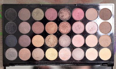 Photo of make-up artist makeup tools. Set of makeup brushes in a case