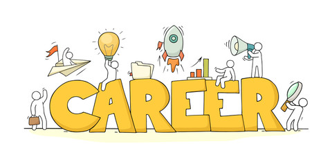 Sketch of little people with word Career.