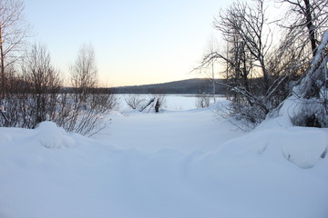 snow drifts. Natural species of Siberia.