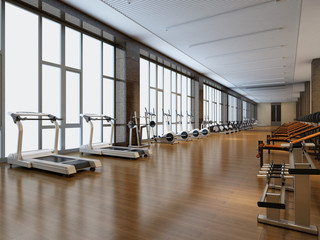 3d render gym fitness center
