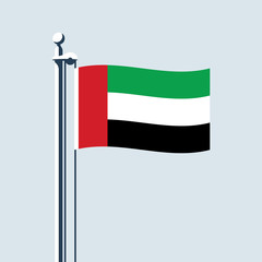 National flag of United Arab Emirates. 2 December independence Day UAE, greeting card. Vector illustration flat design. Isolated on white background.