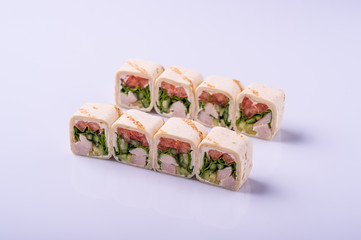  pita roll cut as a roll on a white background 8