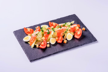 Caesar salad with parmesan and salmon7