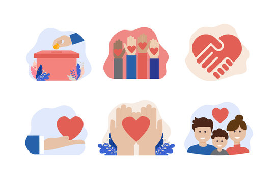 Charity And Donation Vector Icon Set