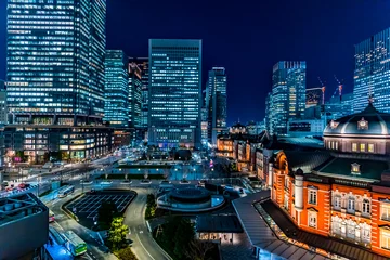 Photo sur Plexiglas Tokyo 東京駅 丸の内 夜景 ~Tokyo Station And Buildings Night View~