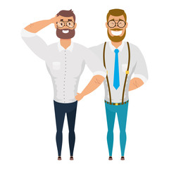 elegant young men with beard avatars characters