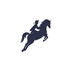 Fototapeta na wymiar Racing horse with jockey Logo Design icons. Equestrian sport logo. Jockey riding jumping horse. Horse riding logo.