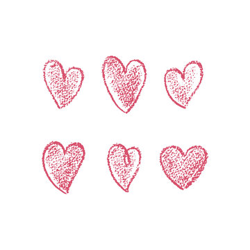 Set of hand drawn hearts. Vector illustration.