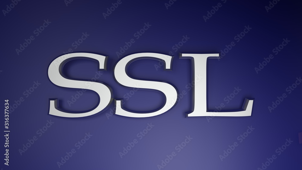 Poster ssl secure socket layer copper on blue background - 3d rendering illustration