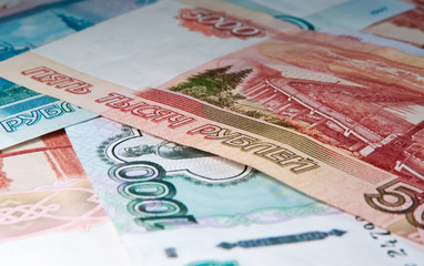 Money. Russian roubles bills (background)