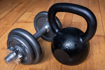 Kettlebell and dumbbell