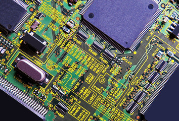 a board with integrated circuits