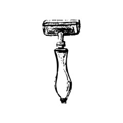 Metallic manual shaving machine in hand drawn sketch vintage style isolated on background. Vector