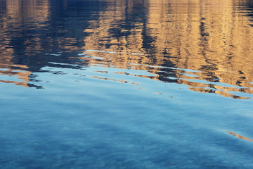 Sea reflection of mountains in water