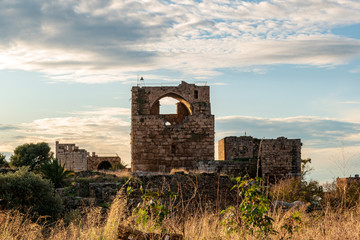 Ancient castle Byblos by sunset