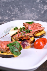 grilled meat with vegetables