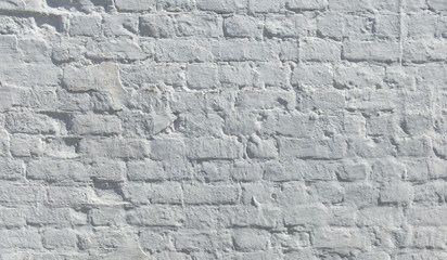 White brick wall closeup texture.