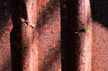 Galvanized sheet with rust stains attached to weathering