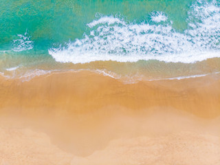 Aerial view summer sea beach wave white sand copy space