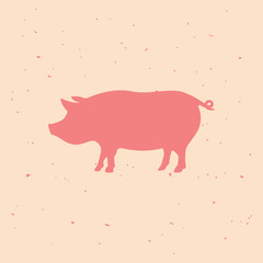 Pork. Vintage logo, retro print, poster for Butchery meat shop. Logo template for meat business, meat shop.