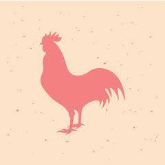 Rooster. Vintage logo, retro print, poster for Butchery meat shop. Logo template for meat business, meat shop.