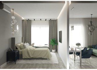 Naklejka na ściany i meble modern apartment interior, 3D illustration
