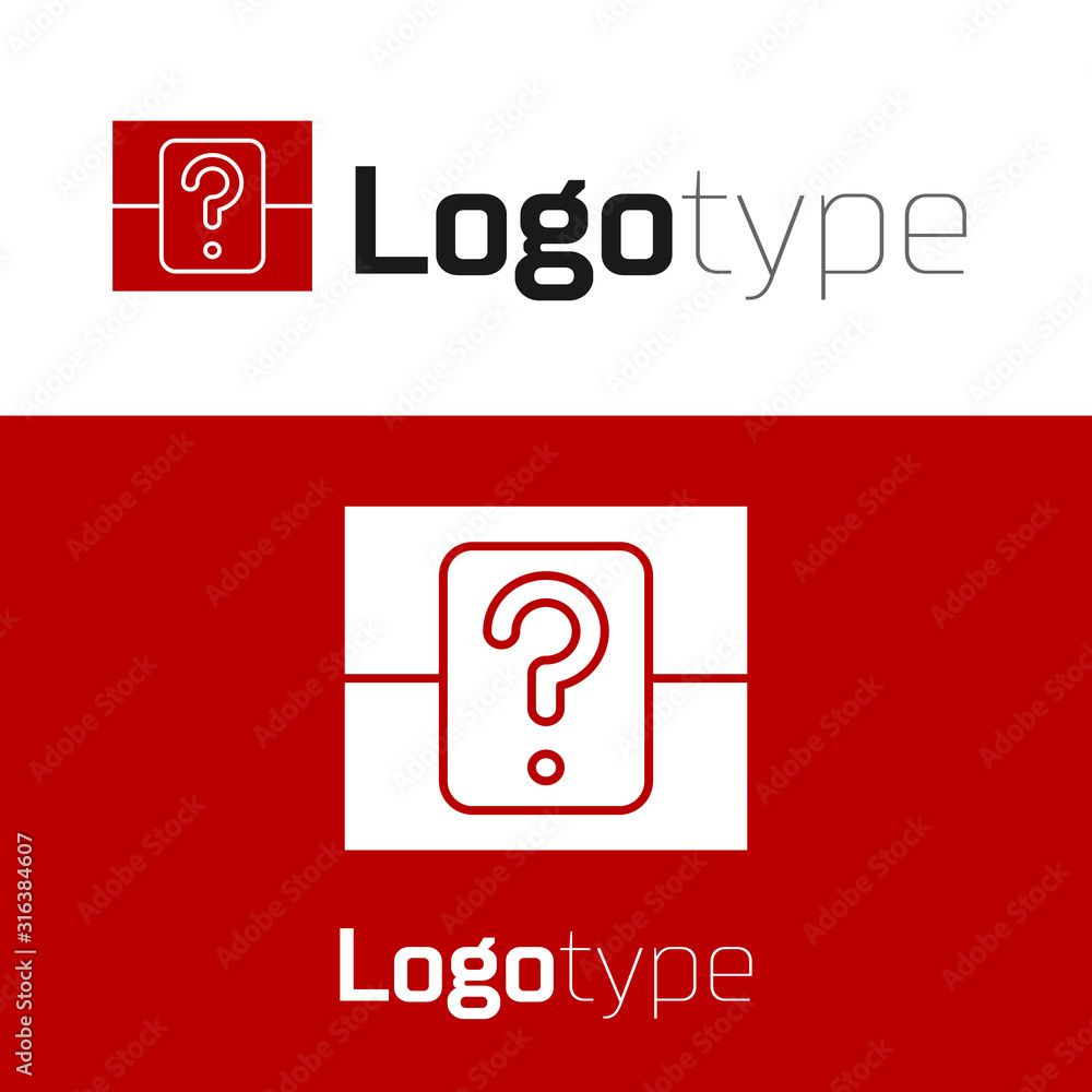 Poster red mystery box or random loot box for games icon isolated on white background. question box. logo d