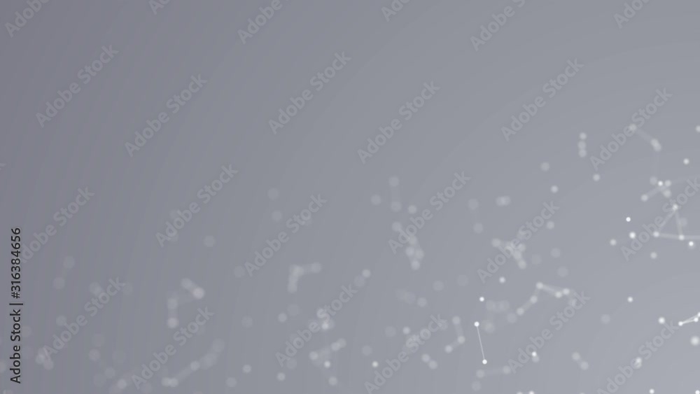 Wall mural abstract futuristic grey plexus background with moving connecting points and lines. science, technol
