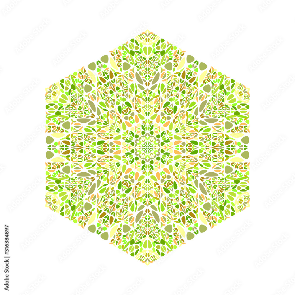Poster ornate floral hexagon polygon - ornamental hexagonal colorful vector element