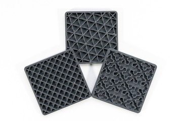 Different types of infill on 3d printed objects, white background