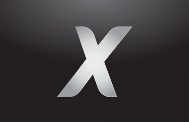 metal alphabet letter silver X grey logo business company design icon template