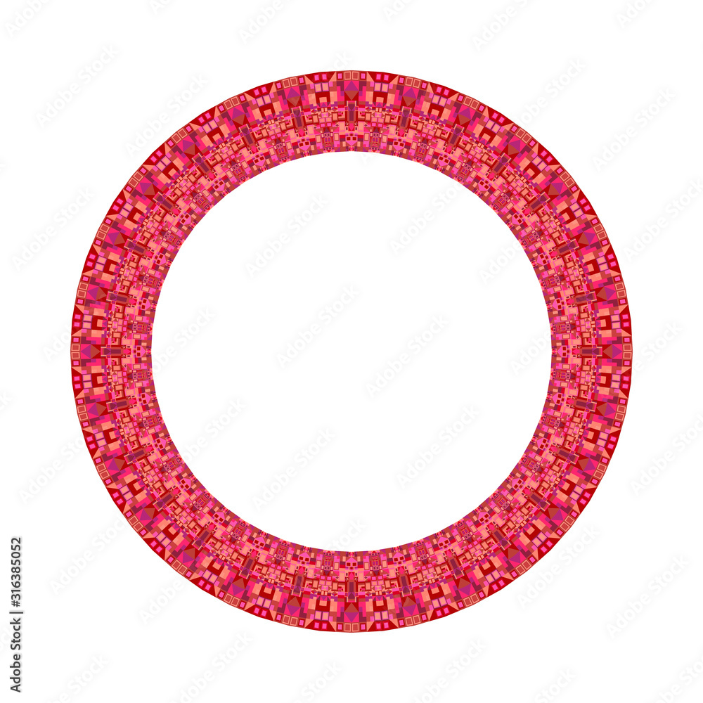 Poster colorful isolated tiled mosaic circle frame - ornamental geometrical abstract vector element with ge