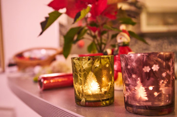 seasonal decorated christmas tea lights                               