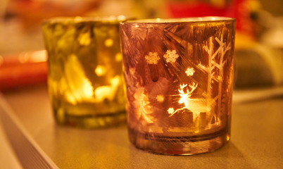 seasonal decorated christmas tea lights                               
