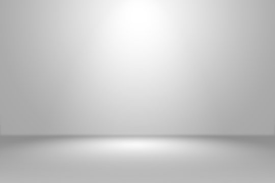 Abstract empty white and gray gradient soft light background of studio room for art work design.