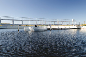 View to sewage treatment plant - water recycling. Waste management.