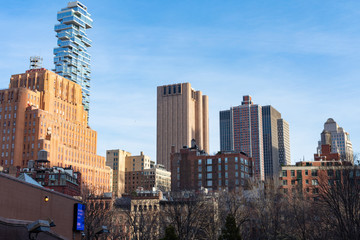 Tribeca New York Skyline with mostly Residential Skyscrapers