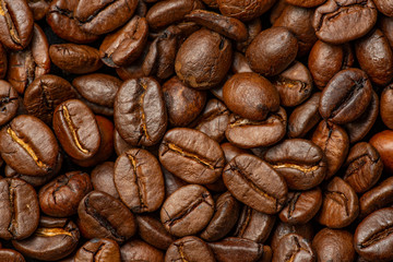 coffee beans in the detail close up