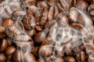 coffee beans in the detail close up
