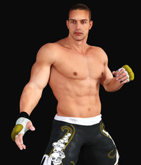 muscular man with dumbbells