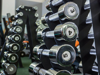 dumbbells in gym