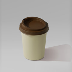 Paper realistic coffee cup. Mockup isometric coffee mugs. Disposable glass for drinks. Template for products, web banners and leaflets. Vector