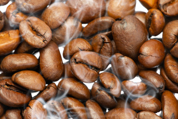 coffee beans in the detail close up