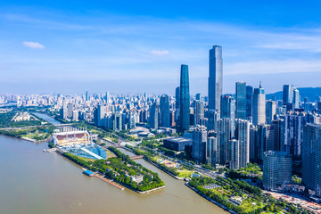 Fototapeta na wymiar Drone view downtown of Guangzhou China