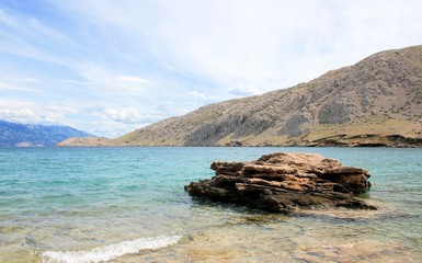 sandstone on the beach of Mala Luka, Baska, island Krk, Croatia